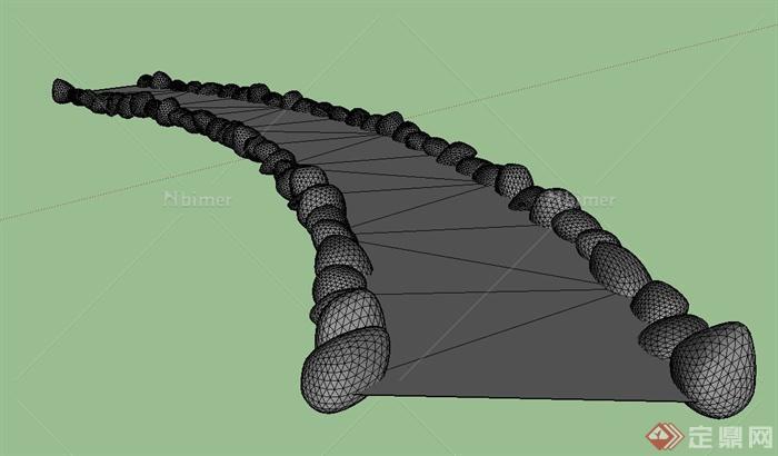园林景观石子路设计SU模型