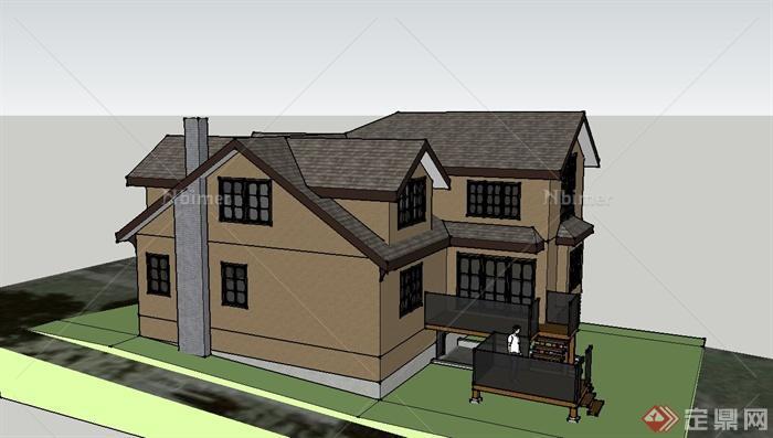 某两层郊外精致住宅建筑设计SU模型