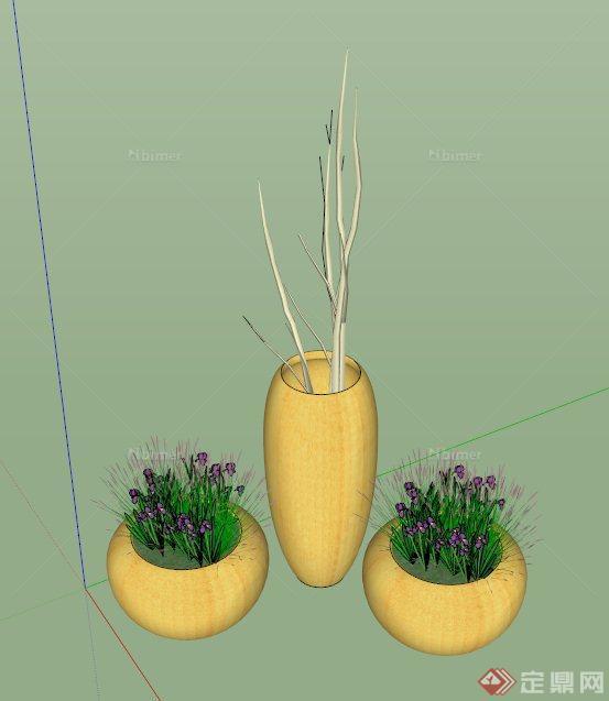 木制景观花瓶小品设计SU模型