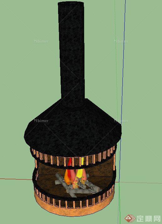 某壁炉景观设计SU模型