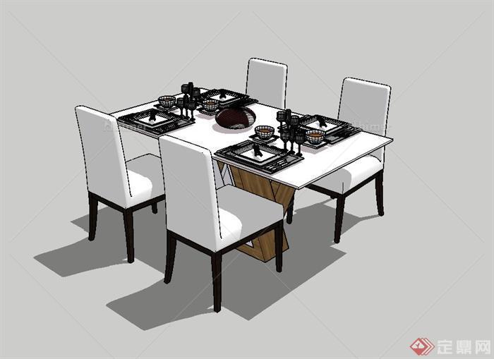 某现代风格高档餐厅餐桌椅设计su模型[原创]