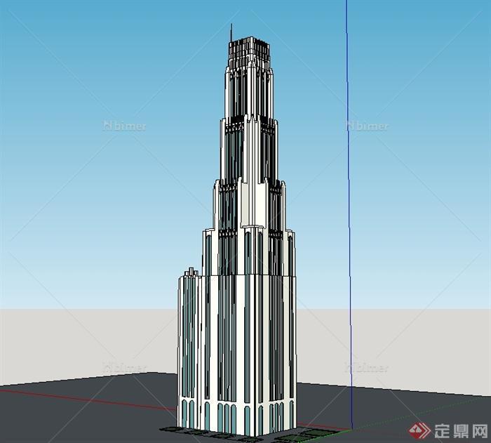 现代超高层塔楼办公建筑su模型[原创]