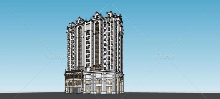 民国风格高层住宅楼(82330)su模型下载