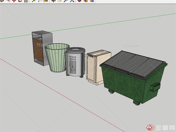 五种垃圾箱设计SU素材模型[原创]