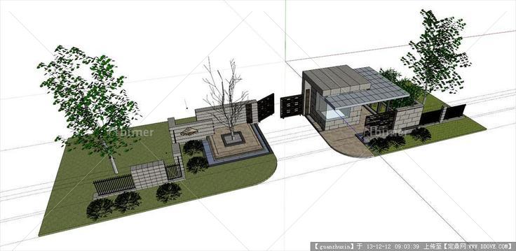 小区大门建筑设计精品SU模型