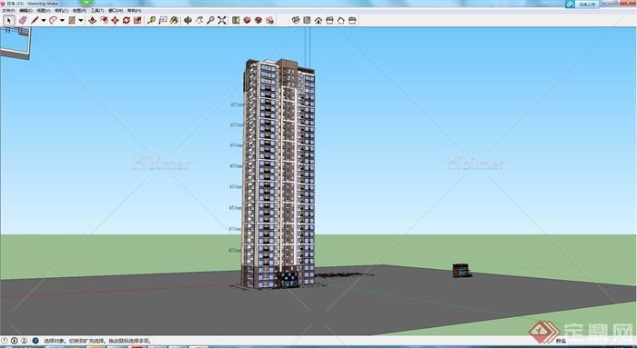 某现代风格高层住宅建筑设计方案SU模型12