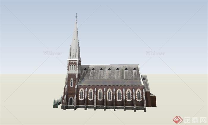 某欧式风格单层教堂建筑设计SU模型