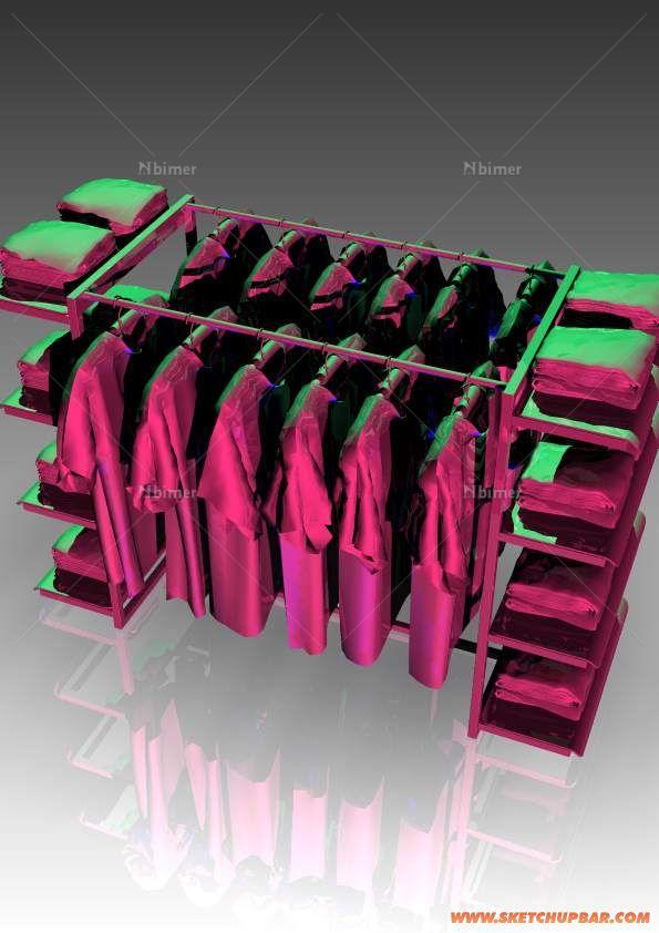 兩排衣服陳列架模型
