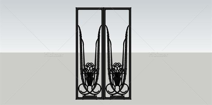 铁艺大门构件设计SU模型（带CAD）