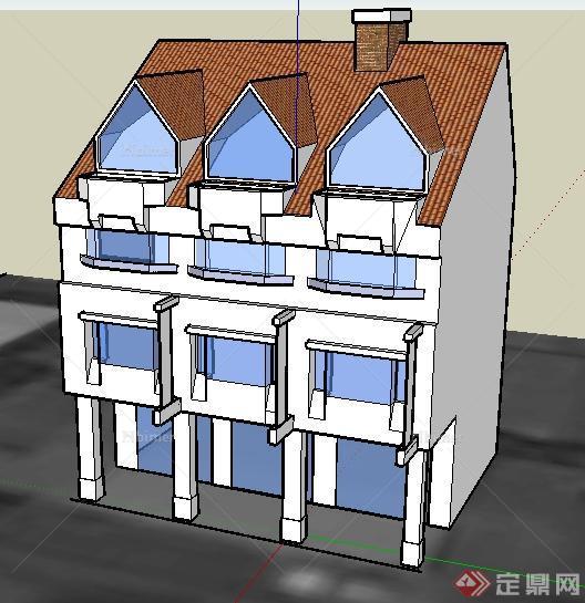 某三层单元住宅楼建筑设计SU模型