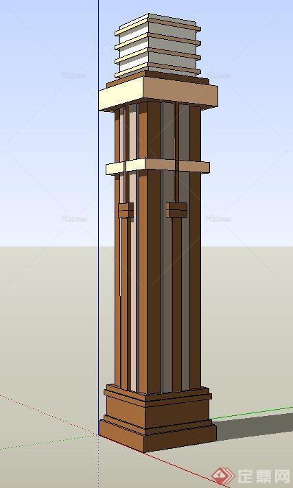 现代中式灯柱设计SU模型[原创]