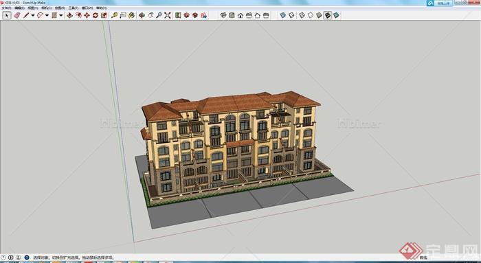 某欧式风格住宅建筑设计方案SU模型2