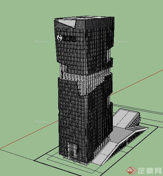 现代超高层集团总部办公楼建筑设计su模型[原创]