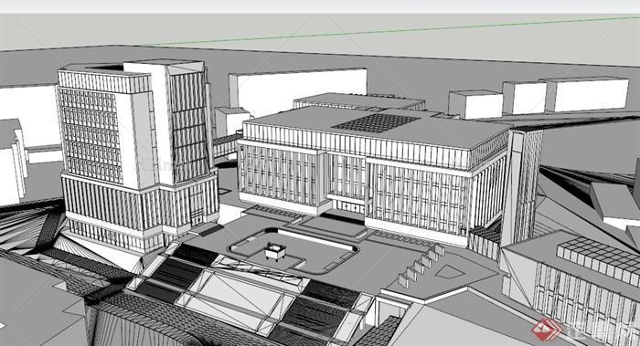 某现代实验中学学院建筑设计SU模型