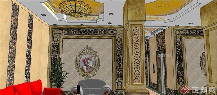 欧式风格奢华酒店室内设计su模型[原创]