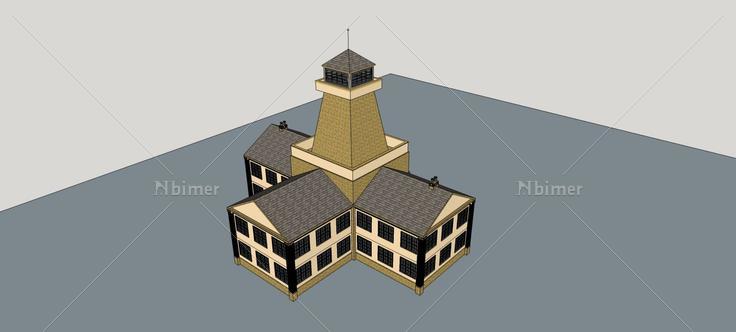 美式小办公楼(80710)su模型下载