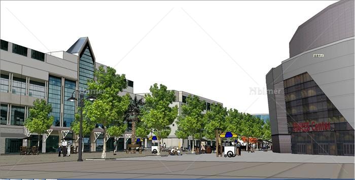 商业广场建筑景观设计SU模型