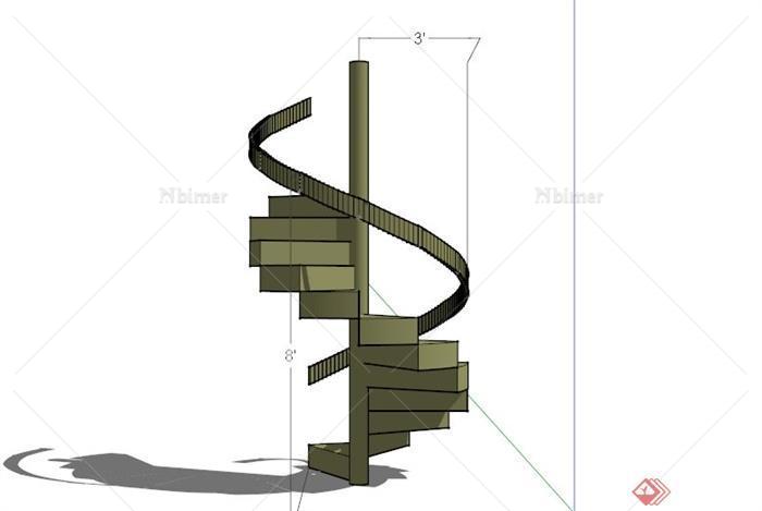 某现代旋转楼梯设计SU模型