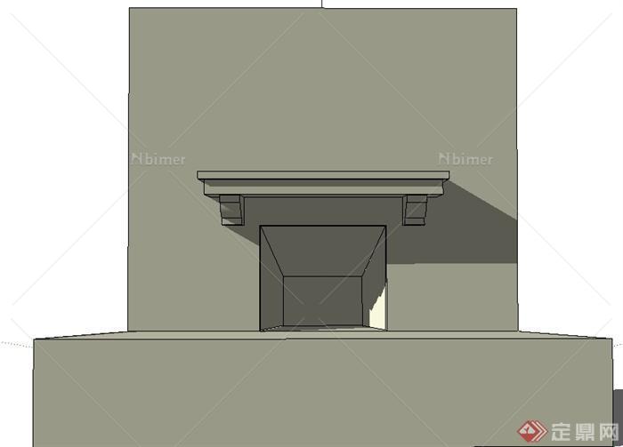 一个壁炉整体su模型