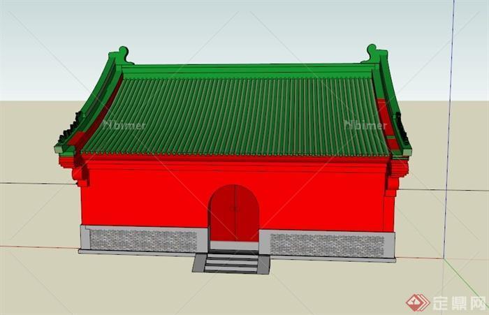 某古典中式雷祖殿建筑设计SU模型