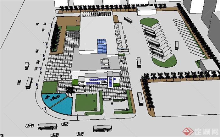 现代风格客运站建筑设计su模型