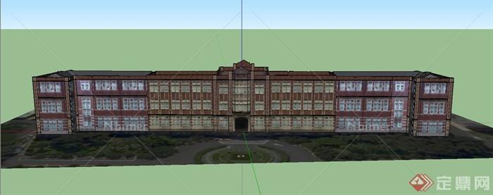 某欧式多层学校行政大樓建筑设计SU模型