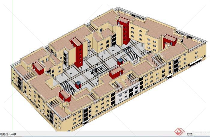 某一栋教学楼建筑设计SU模型