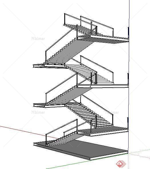 现代楼梯设计su模型