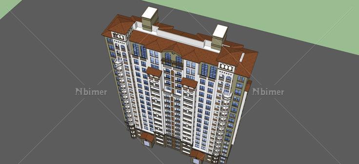 西班牙风格高层住宅(49962)su模型下载