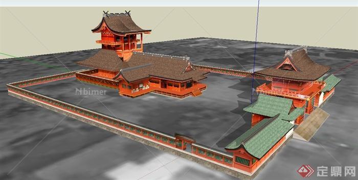 中国古典寺庙建筑设计su模型[原创]