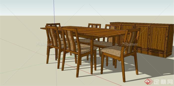 中式餐桌椅和收纳柜设计SU模型[原创]