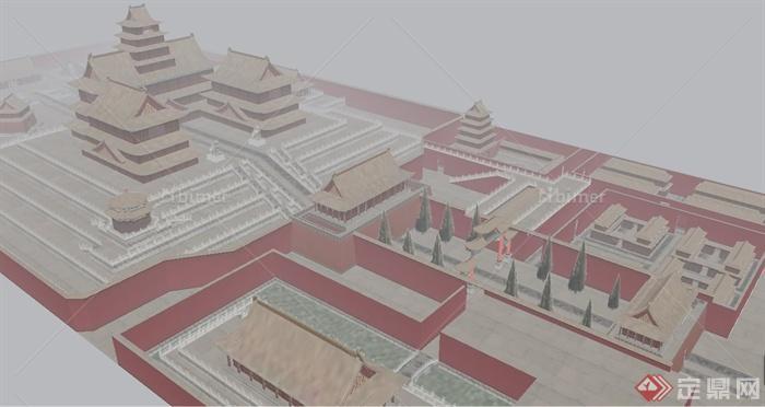 某古典中式宫殿建筑设计SU模型