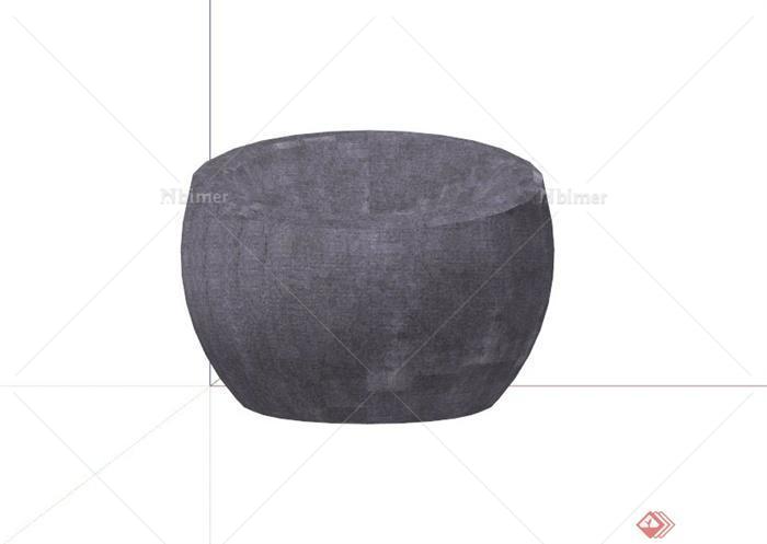 紫灰球形单人沙发设计SU模型[原创]