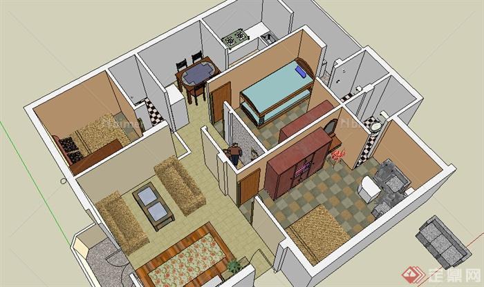 某室内居住空间设计su模型素材