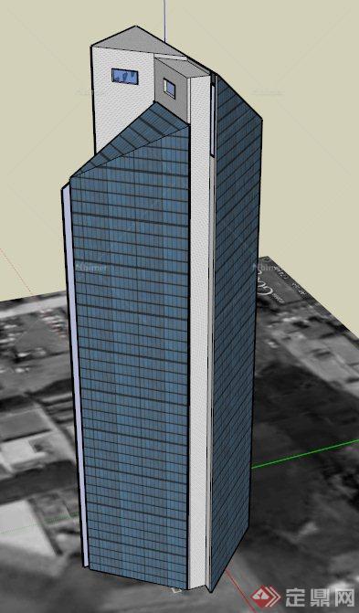 一栋现代综合大楼建筑设计SU模型