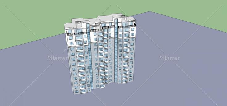 现代高层住宅楼(71108)su模型下载