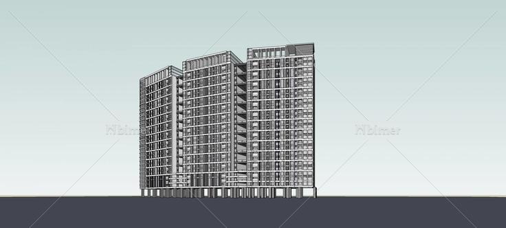 现代高层住宅楼(74352)su模型下载