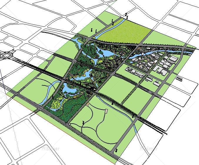 城市公园景观规划设计SU模型[原创]