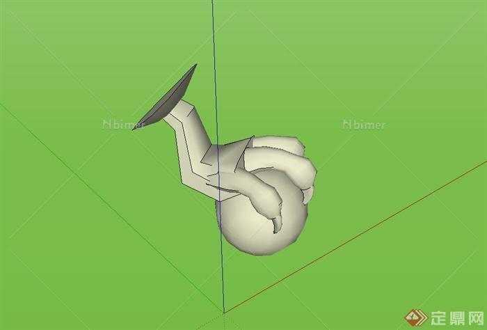 爪子石膏雕塑品设计su模型