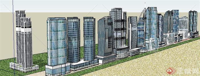 多个商务中心办公建筑设计SU模型