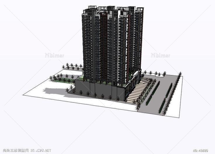 高层商住楼高层住宅 su模型 3d