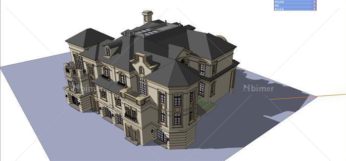 法式会馆法式别墅建筑设计方案su模型[原创]