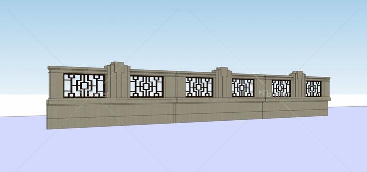 建筑构件--围墙(70125)su模型下载