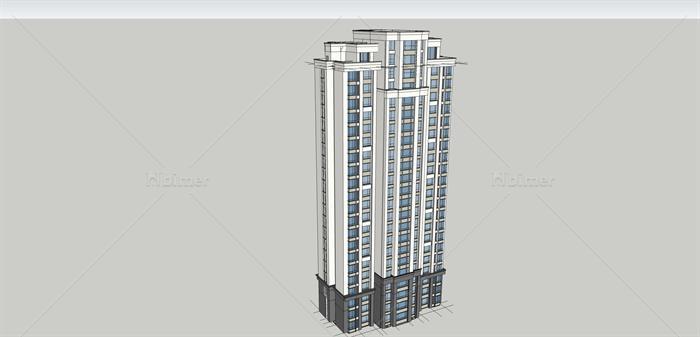 简约风高层住宅楼建筑设计su模型[原创]