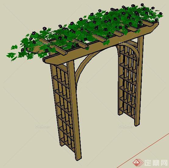 某园林景观拱形花架门su模型