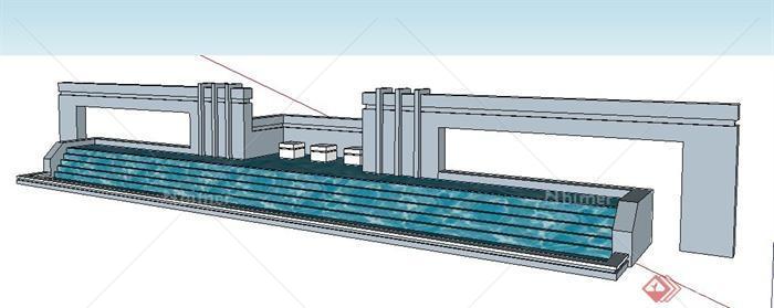 园林景观简约景观叠水池su模型