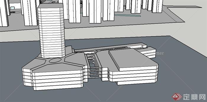 现代某商业街建筑概念方案设计SU模型