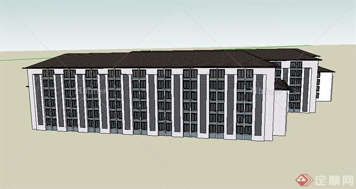 某中学小学教学建筑设计SU模型