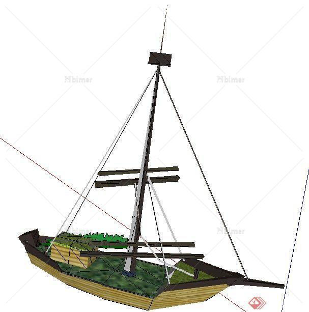园林景观船型种植池su模型
