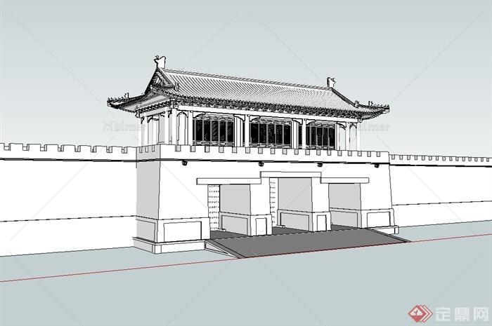 古典中式风格城门楼设计su模型[原创]